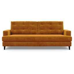Heal's Mistral 4 Seater Sofa Smart Luxe Velvet Cognac Black Feet