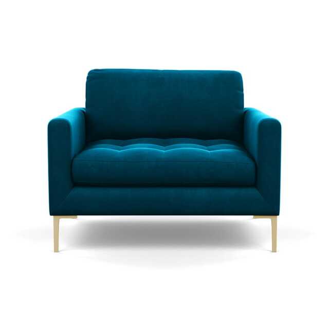 Heal's Eton Loveseat Velvet Teal Brass Feet