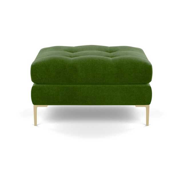 Heal's Eton Footstool Smart Luxe Velvet Grass Brass Feet