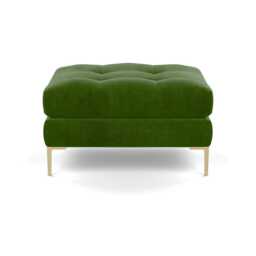 Heal's Eton Footstool Smart Luxe Velvet Grass Brass Feet