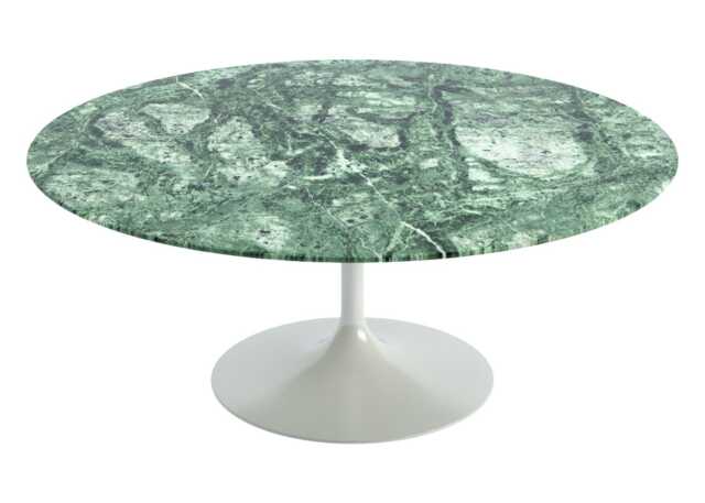 Knoll Saarinen Coffee Table with White Base in Verdi Alpi 91cm