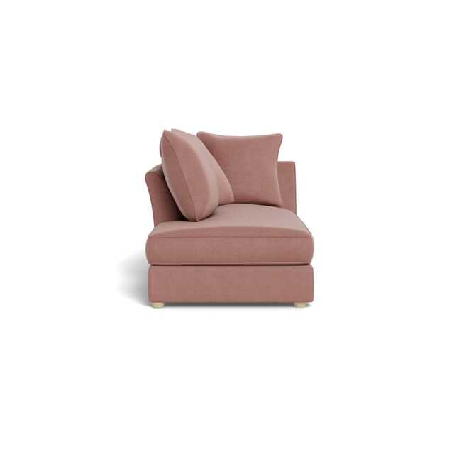 Heal's Tailor Chaise Left Hand Facing Smart Luxe Velvet Dusky Pink Natural Beech Feet