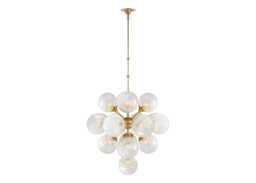 Visual Comfort Cristol Tiered Chandelier Antique Brass/White Strie Glass