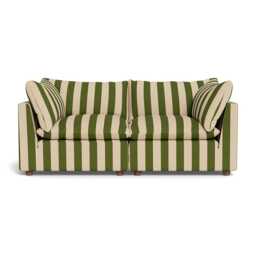 Heal's Astrid 3 Seater Sofa Capelo Linen-Cotton Stripe Green Walnut Stained Beech Feet