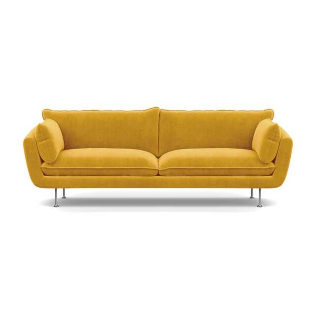 Heal's Allora 4 Seater Sofa Smart Luxe Velvet Canary Stainless Steel Feet