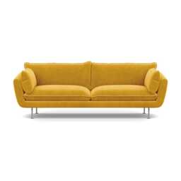 Heal's Allora 4 Seater Sofa Smart Luxe Velvet Canary Stainless Steel Feet