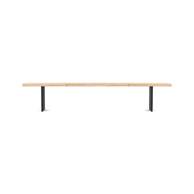 Heal's Berlin Bench 240x35cm White Oak Natural Edge Not Filled Black Legs