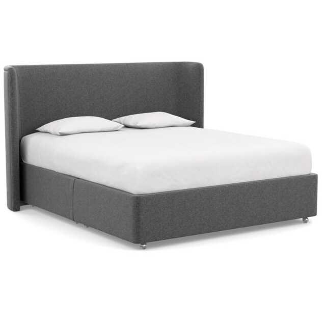 Heal's Deep Divan Super King 2 Footend Melton Wool Granite - image 1