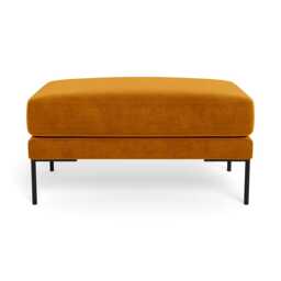 Heal's Torrington Ottoman Smart Luxe Velvet Cognac Black Feet - thumbnail 1