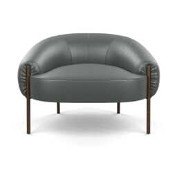 Heal's Isola Armchair Daino Leather Steel Bronze Feet