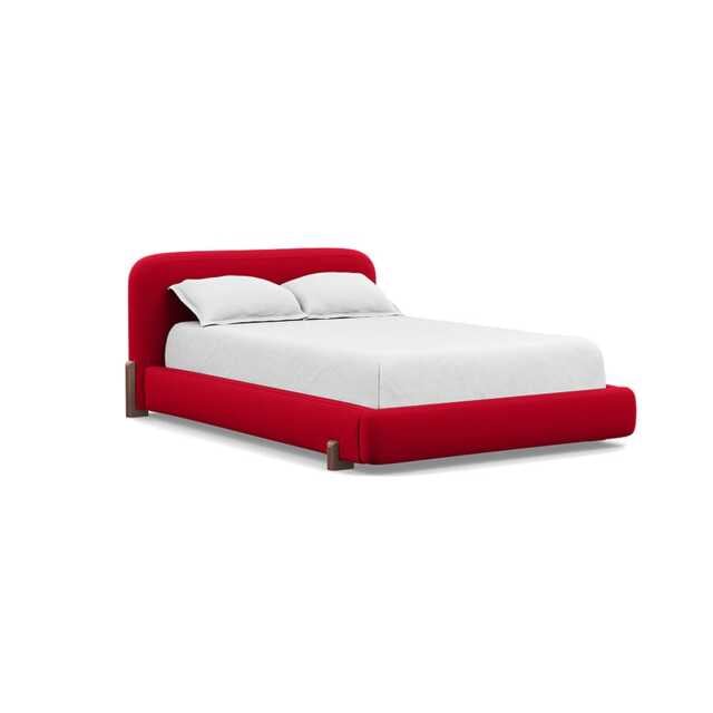 Heal's Nuvola Double Bed Melton Wool Red Oxide Walnut Stained Oak Feet