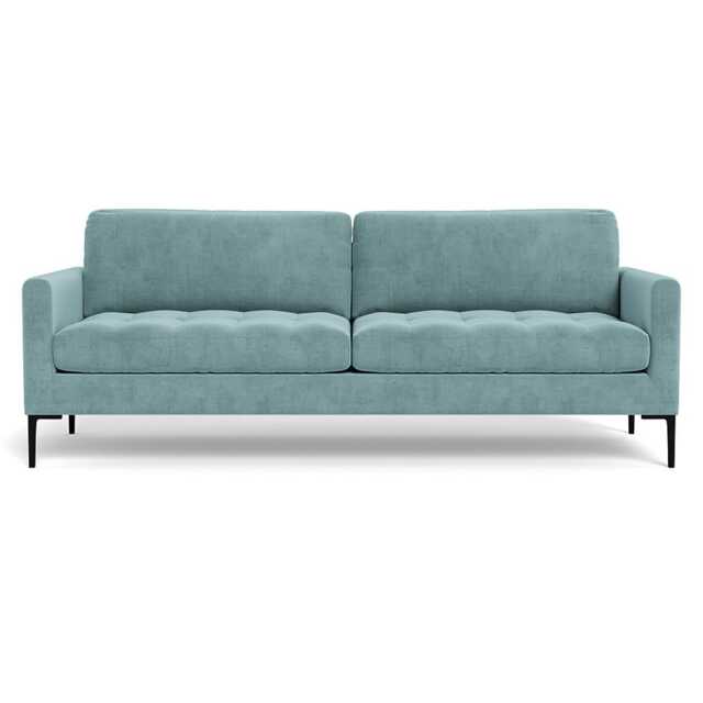 Heal's Eton 4 Seater Sofa Smart Luxe Velvet Mineral Blue Black Feet