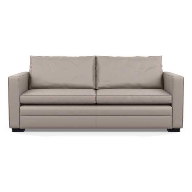 Heal's Palermo 3 Seater Sofa Leather Grain Light Grey 060 Black Feet