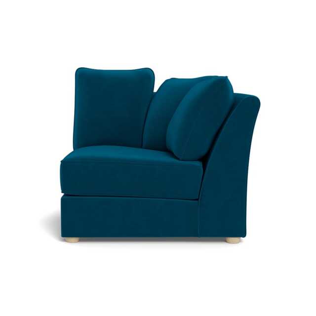 Heal's Tailor Curved Right Hand Facing Corner Unit Velvet Teal Natural Feet