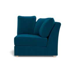 Heal's Tailor Curved Right Hand Facing Corner Unit Velvet Teal Natural Feet