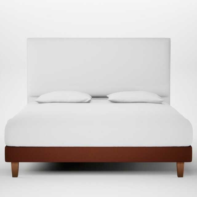 Heal's Shallow Divan Super King Smart Cotton Linen Rust Light Soild Wood Feet - image 1