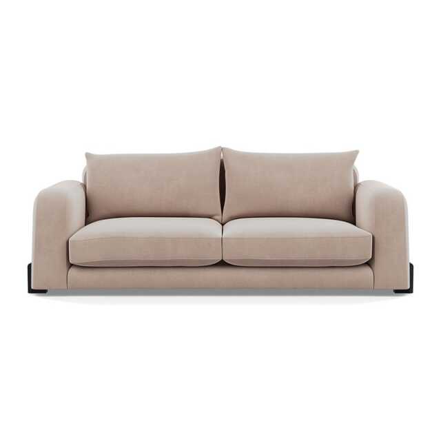 Heal's Nuvola 4 Seater Sofa Smart Velvet Pebble Black Beech Feet