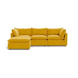 Heal's Astrid Left Hand Facing Corner Sofa Smart Luxe Velvet Canary Walnut Stained Beech Feet