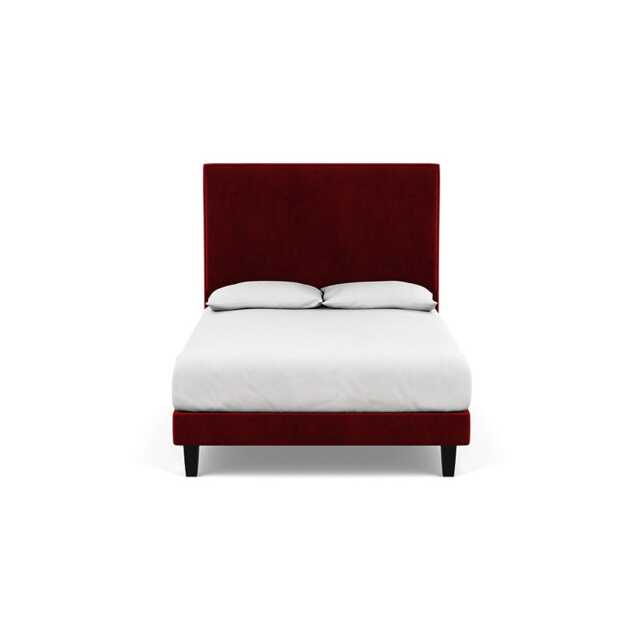 Heal's Shallow Divan Double Smart Luxe Velvet Mulberry Dark Solid Wood - image 1