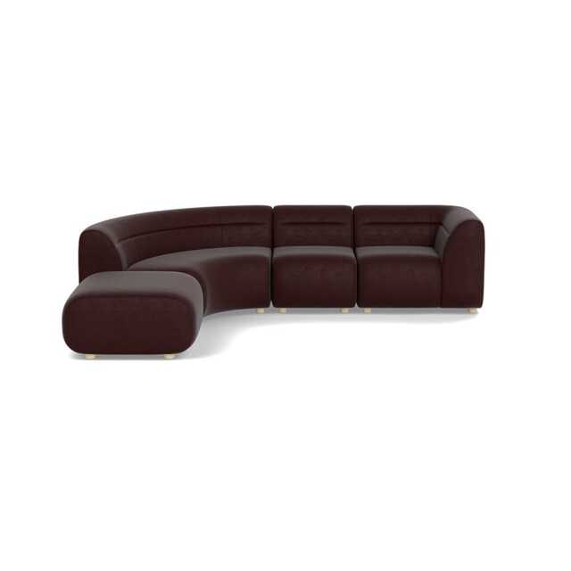 Heal's Lilli Left Hand Facing Curved Corner Sofa Smart Luxe Velvet Acorn Natural Beech Feet