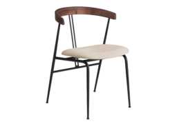 Gubi Violin Dining Chair with Seat in Tempt 61168 and Walnut Backrest