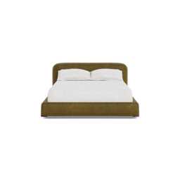 Heal's Nuvola King Bed Smart Luxe Velvet Peridot Walnut Stained Oak Feet