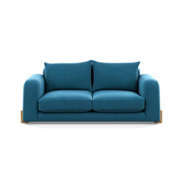 Heal's Nuvola 3 Seater Sofa Smart Velvet Ocean Natural Oak Feet