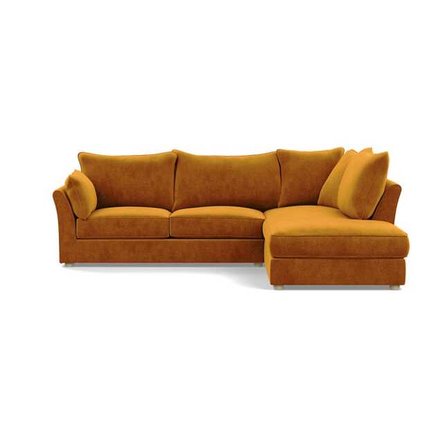 Heal's Tailor Right Hand Facing Corner Sofa Smart Luxe Velvet Cognac Natural Feet