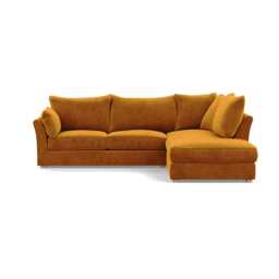 Heal's Tailor Right Hand Facing Corner Sofa Smart Luxe Velvet Cognac Natural Feet