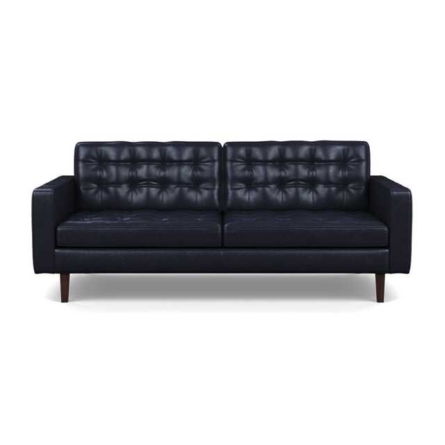 Heal's Hepburn 3 Seater Stonewash Leather Black 263 Wenge Feet - image 1