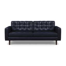 Heal's Hepburn 3 Seater Stonewash Leather Black 263 Wenge Feet - thumbnail 1
