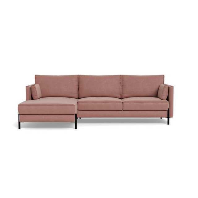 Heal's Tortona Left Hand Facing Corner Sofa Smart Luxe Velvet Dusky Pink Black Feet - image 1