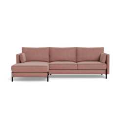 Heal's Tortona Left Hand Facing Corner Sofa Smart Luxe Velvet Dusky Pink Black Feet - thumbnail 1