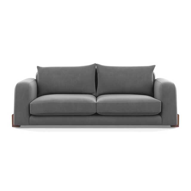 Heal's Nuvola 4 Seater Sofa Smart Velvet Mercury Walnut Stained Feet
