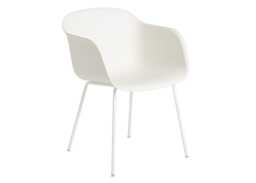 Muuto Fiber Armchair Tube Base Normal Shell Natural White