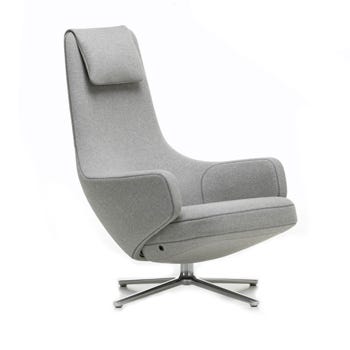 Vitra Repos Armchair Cosy Pebble Polished Base Glides for Carpet