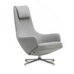Vitra Repos Armchair Cosy Pebble Polished Base Glides for Carpet