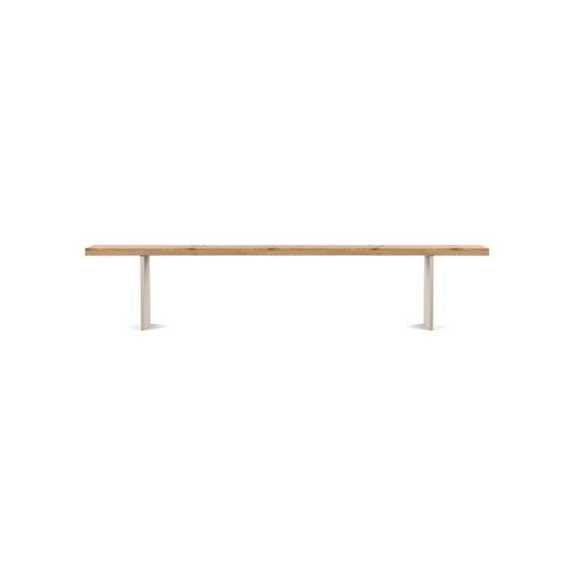 Heal's Berlin Bench 220x35cm Blonde Oak Natural Edge Not Filled Stainless Steel Legs