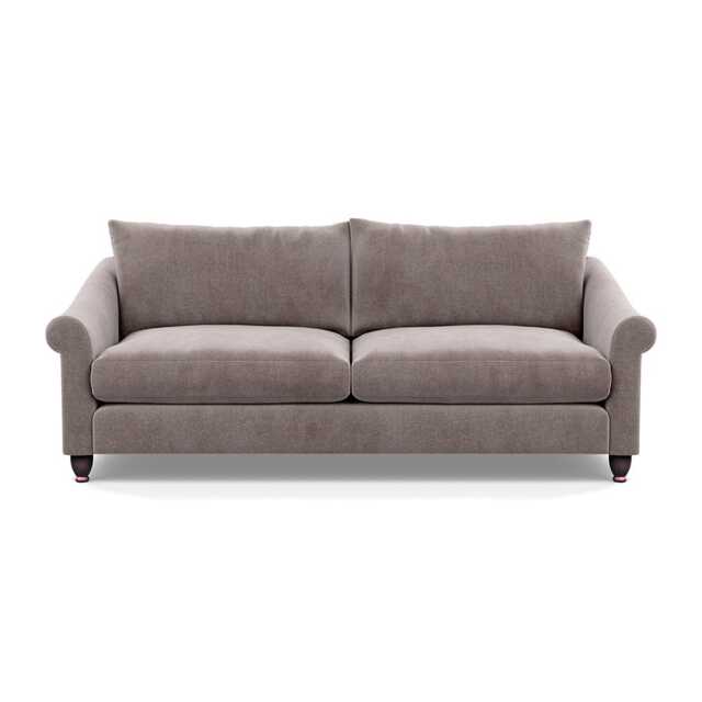 Heal's Devon 4 Seater Sofa Smart Luxe Velvet Mushroom Walnut Stained Feet