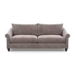 Heal's Devon 4 Seater Sofa Smart Luxe Velvet Mushroom Walnut Stained Feet