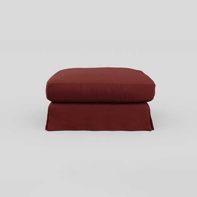 Heal's Tailor Loose Cover Footstool Capelo Linen Etruscan Red, Natural Beech Feet