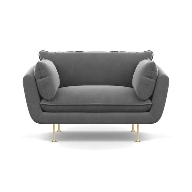 Heal's Allora Loveseat Smart Velvet Mercury Brass Feet