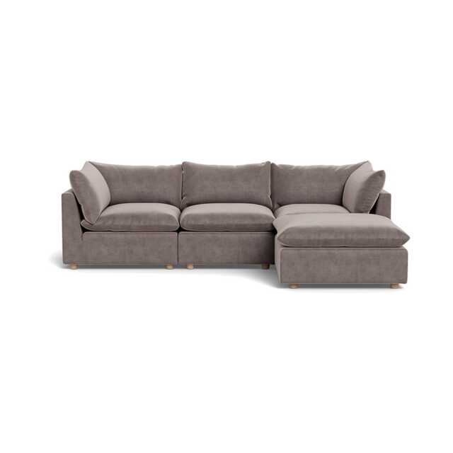 Heal's Astrid Right Hand Facing Corner Sofa Smart Luxe Velvet Mushroom Natural Beech Feet