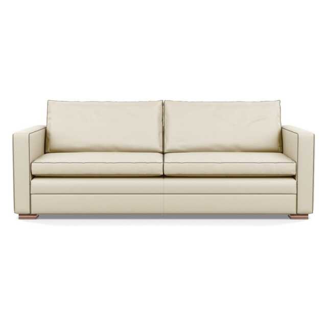 Heal's Palermo 4 Seater Sofa Leather Grain Storm 006 Brass and Walnut Feet