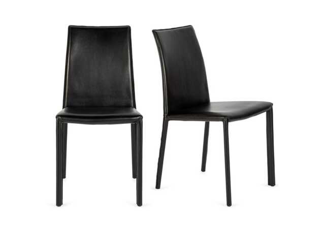 Heal's Byron II Pair of Dining Chairs Black Leather - image 1