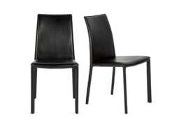 Heal's Byron II Pair of Dining Chairs Black Leather