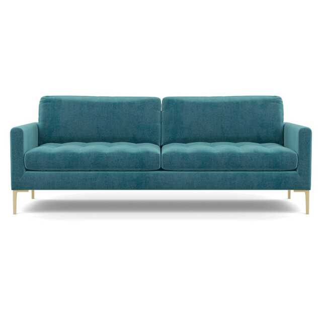 Heal's Eton 4 Seater Sofa Smart Luxe Velvet Airforce Blue Brass Feet