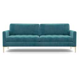 Heal's Eton 4 Seater Sofa Smart Luxe Velvet Airforce Blue Brass Feet