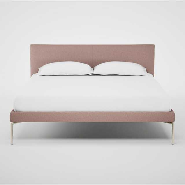 Heal's Matera Bed King Siena Cotton Dusky Pink Stainless Steel Foot