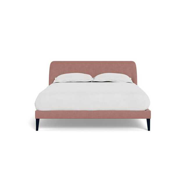 Heal's Wallis Bedstead King Smart Luxe Velvet Dusky Pink Black Painted Oak Feet - image 1
